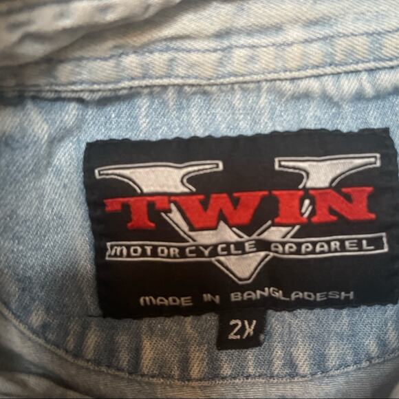 Bikercore V Twin Motorcycle Apparel Sturgis 69th Anniversary 2009 Denim Shirt 2X - Picture 9 of 9